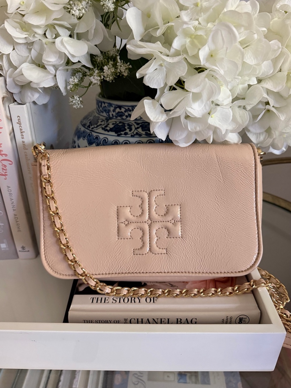 Tory Burch Nude Patent Leather Crossbody Bag